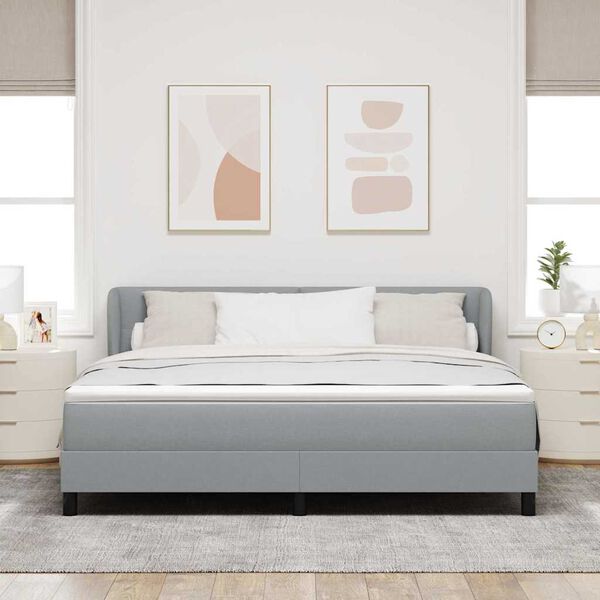 vidaXL Boxspringbett mit Matratze Hellgrau 180 x 200 cm Stoff