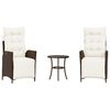 vidaXL 3-tlg. Bistro-Set mit Kissen Braun Poly Rattan