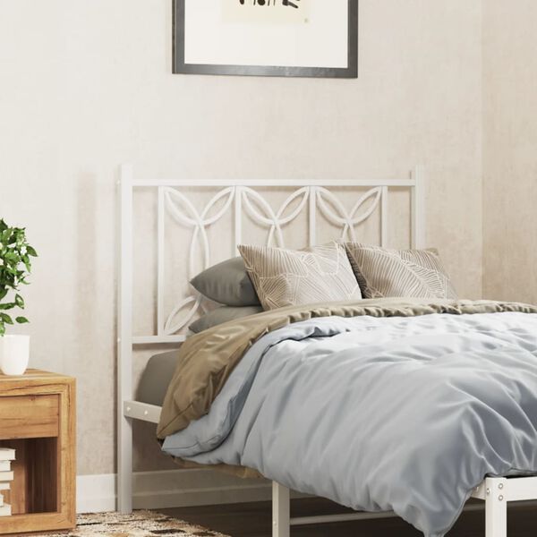 vidaXL Kopfteil Metall Wei&szlig; 90 cm