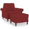 vidaXL Sessel mit Hocker Weinrot 60 cm Stoff