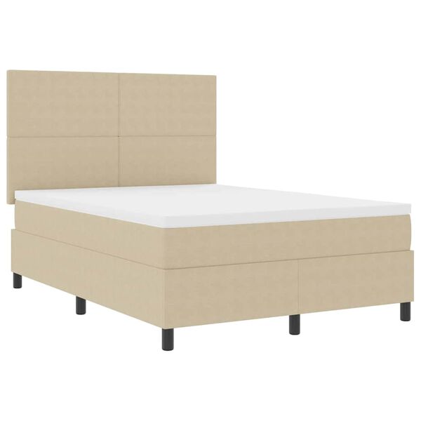 vidaXL Boxspringbett Hellgrau und Wei&szlig; 203 x 144 x 128 cm Cordstoff