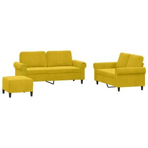vidaXL 3-tlg. Sofagarnitur mit Kissen Gelb Samt