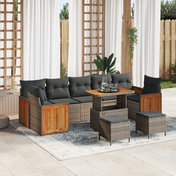 vidaXL Gartensofa-set mit Kissen 10 pcs Grau