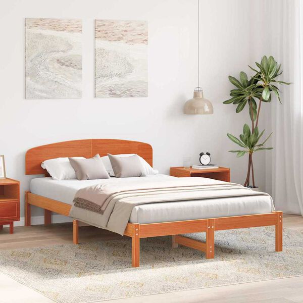 vidaXL Bettrahmen Wachsbraun 120 x 190 cm Massives Kiefernholz