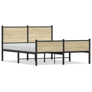 vidaXL Metallbett ohne Matratze Sonoma-Eiche 150x200 cm