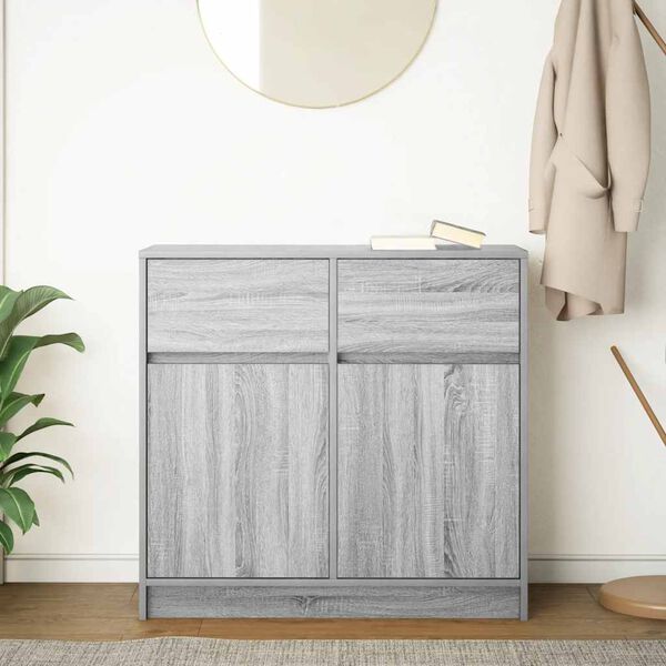 vidaXL Sideboard mit Schublade Grau Sonoma 80x34x76 cm Holzwerkstoff