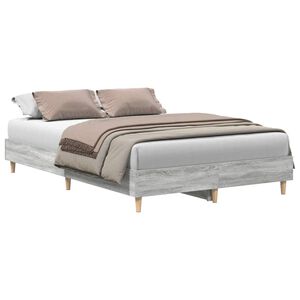 vidaXL Bettgestell ohne Matratze Grau Sonoma 120x200 cm Holzwerkstoff