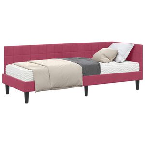 vidaXL Eckbettgestell mit Matratze 2 stk. Weinrot 80 x 200 cm Samt