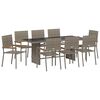 vidaXL Garten Essgruppe 9 Stk. Grau Poly-Rattan
