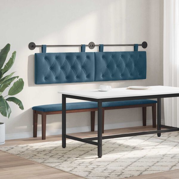 vidaXL H&auml;ngevorderseite Wandmontiert Blau 170 x 55 x 7 cm Samt