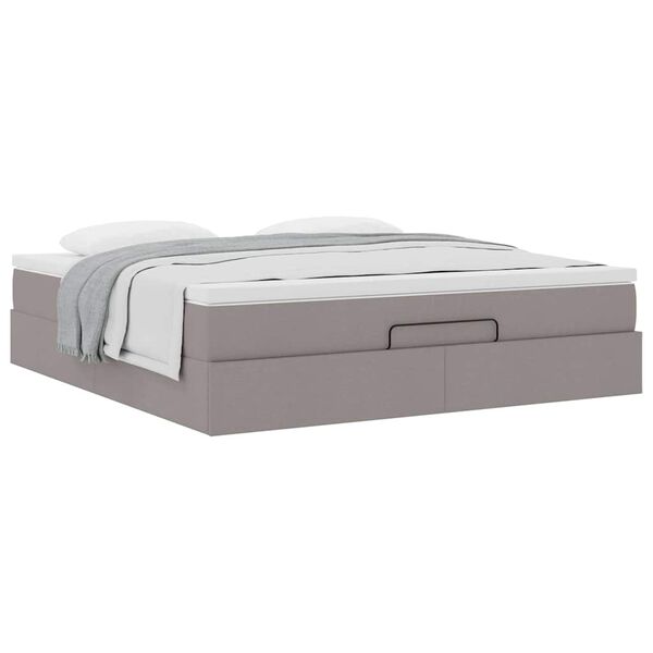 vidaXL Ottoman-Bett mit Matratze Taupe 160x200 cm Stoff