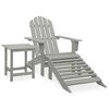 vidaXL Adirondack-Gartenstuhl mit Fu&szlig;st&uuml;tze & Tisch Tannenholz Grau