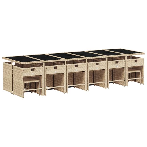 vidaXL 17-tlg. Garten-Essgruppe mit Kissen Beige Poly Rattan
