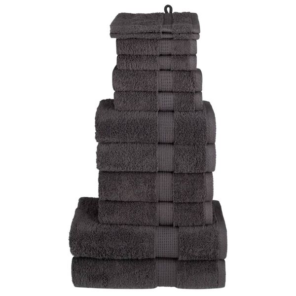vidaXL 12 tlg. Premium-Handtuch-Set SOLUND Anthrazit 600 g/m&sup2;