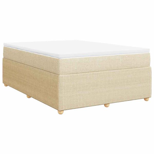 vidaXL Boxspringbett mit Matratze Creme 140x200 cm Stoff