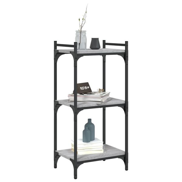 vidaXL B&uuml;cherregal 3 B&ouml;den Grau Sonoma 40x30x86 cm Holzwerkstoff
