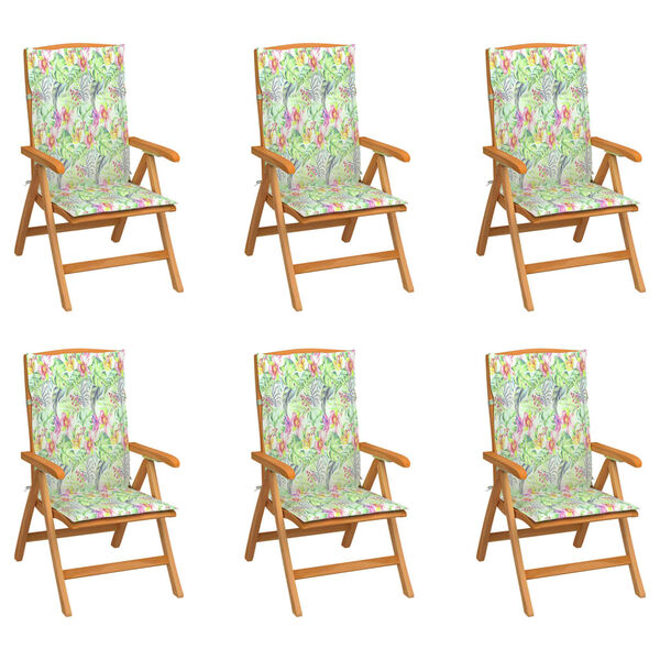 vidaXL Verstellbare Gartenst&uuml;hle mit Auflagen 6 Stk. Massivholz Teak