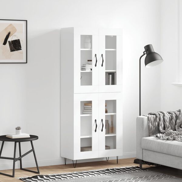vidaXL Highboard Hochglanz-Wei&szlig; 69,5x34x180 cm Holzwerkstoff