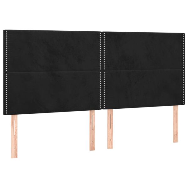 vidaXL Kopfteil Schwarz 200 x 5 x 118/128 cm Samt