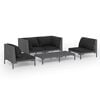 vidaXL 5-tlg. Garten-Lounge-Set mit Kissen Poly Rattan Dunkelgrau