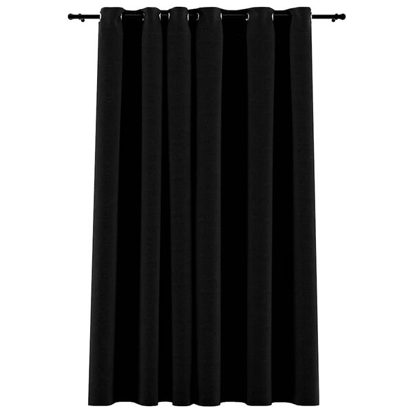 vidaXL Verdunkelungsvorhang mit &Ouml;sen Leinenoptik Schwarz 290x245 cm