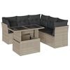 vidaXL 6-tlg. Garten-Sofagarnitur mit Kissen Hellgrau Poly Rattan