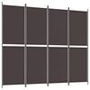 vidaXL 4-tlg. Paravent Braun 200x220 cm Stoff