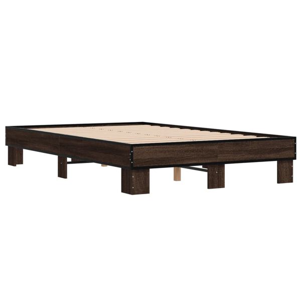 vidaXL Bettgestell Braun Eichen-Optik 120x200 cm Holzwerkstoff Metall