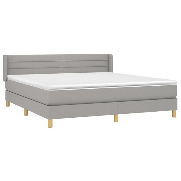 vidaXL Boxspringbett mit Matratze Hellgrau 160x200 cm Stoff
