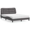 vidaXL Bett mit Matratze "Hvar" Grau 120x200 cm Kunstleder