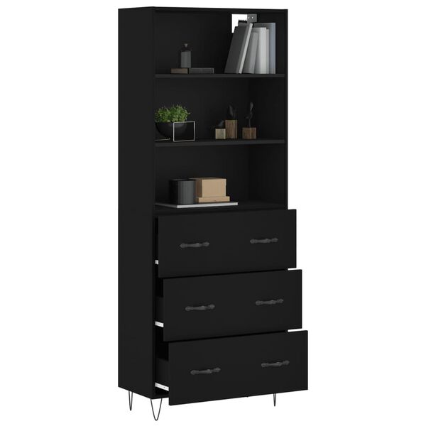 vidaXL Highboard Schwarz 69,5x34x180 cm Holzwerkstoff