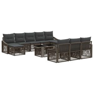 vidaXL Gartensofa-set 11 stk. Grau und Dunkelgrau Poly-Rattan