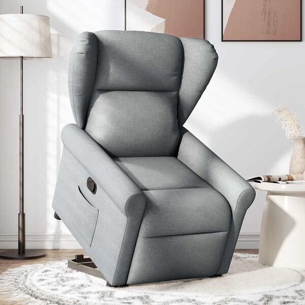 vidaXL Relaxsessel mit Aufstehhilfe Hellgrau Stoff