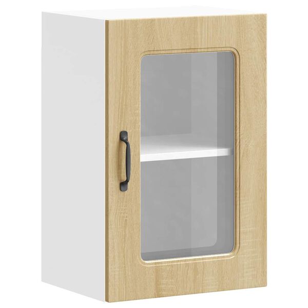 vidaXL K&uuml;chen-H&auml;ngeschrank mit Glast&uuml;r Kalmar Sonoma-Eiche Holzwerkstoff
