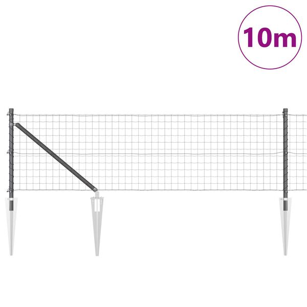 vidaXL Zaun mit Pfosten Grau 0,6 x 10 m Stahl und PVC
