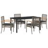vidaXL Garten Essgruppe 5 stk. Grau und Schwarz Rattan
