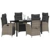 vidaXL Garten Essgruppe mit Kissen 5 pcs Grau Poly-Rattan