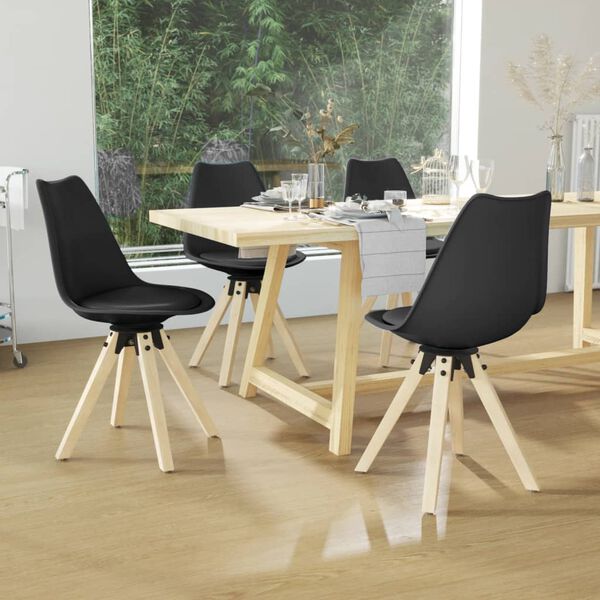 vidaXL Esszimmerst&uuml;hle 4 Stk. Drehbar Schwarz PP