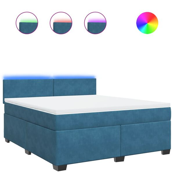 vidaXL Boxspringbett mit Matratze Blau 180x200 cm Samt