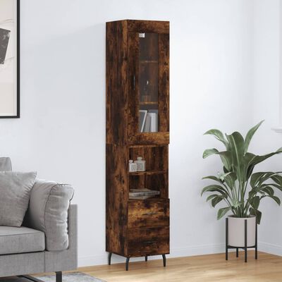 vidaXL Highboard Räuchereiche 34,5x34x180 cm Holzwerkstoff