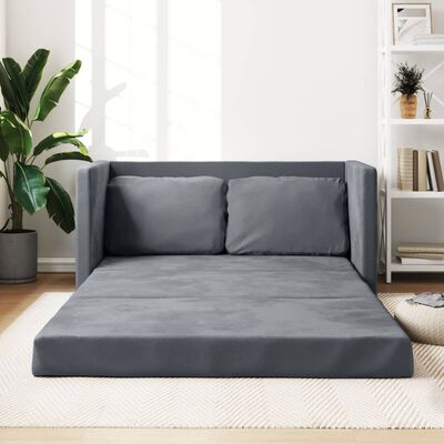 vidaXL Bodensofa mit Schlaffunktion Dunkelgrau 122x204x55 cm Samt