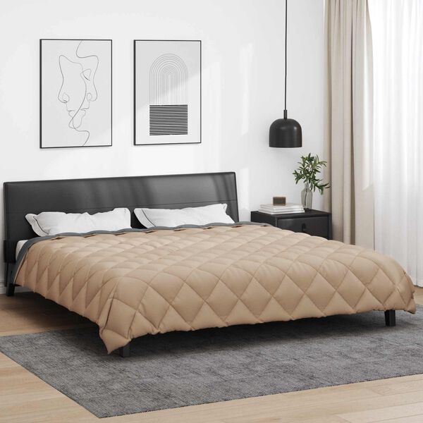 vidaXL Winterbettdecke Anthrazit und Taupe 220 x 200 cm Mikrofaser