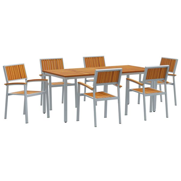 vidaXL Garten Essgruppe 7 pcs Grau Massivholz Akazie