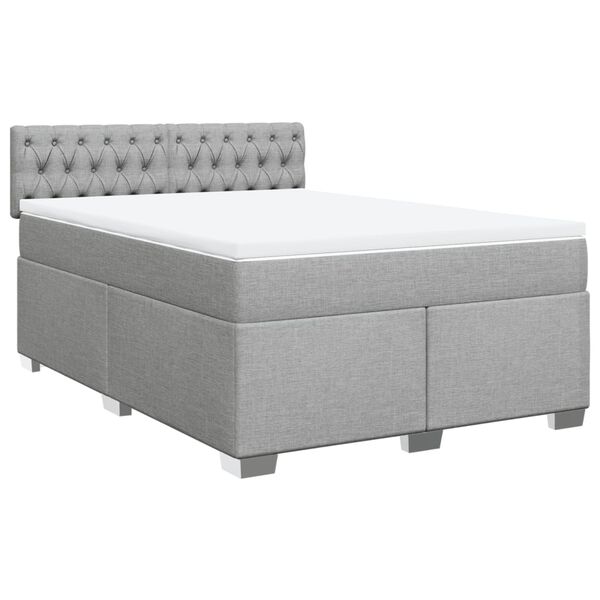 vidaXL Boxspringbett mit Matratze Hellgrau 160x200 cm Stoff