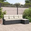 vidaXL Sofa Set mit Kissen mit Speicher Schwarz Poly-Rattan