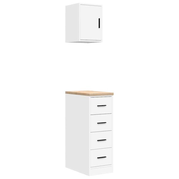 vidaXL Garagenschr&auml;nke 2 Stk. Wei&szlig; Holzwerkstoff