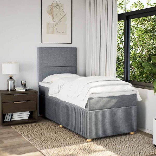 vidaXL Boxspringbett mit Matratze Hellgrau 80x200 cm Stoff