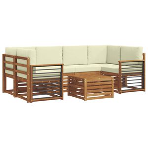 vidaXL Outdoor-Sofagarnitur 7 stk. Natur und Creme Massivholz Akazie
