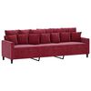 vidaXL 3-Sitzer-Sofa mit Hocker Weinrot 210 cm Samt