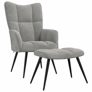 vidaXL Relaxsessel mit Hocker Hellgrau Samt